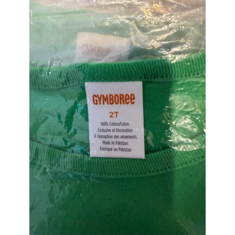 NWT Gymboree Green W/Embroidered Rainbow Top & Shamrock Hair Clips -